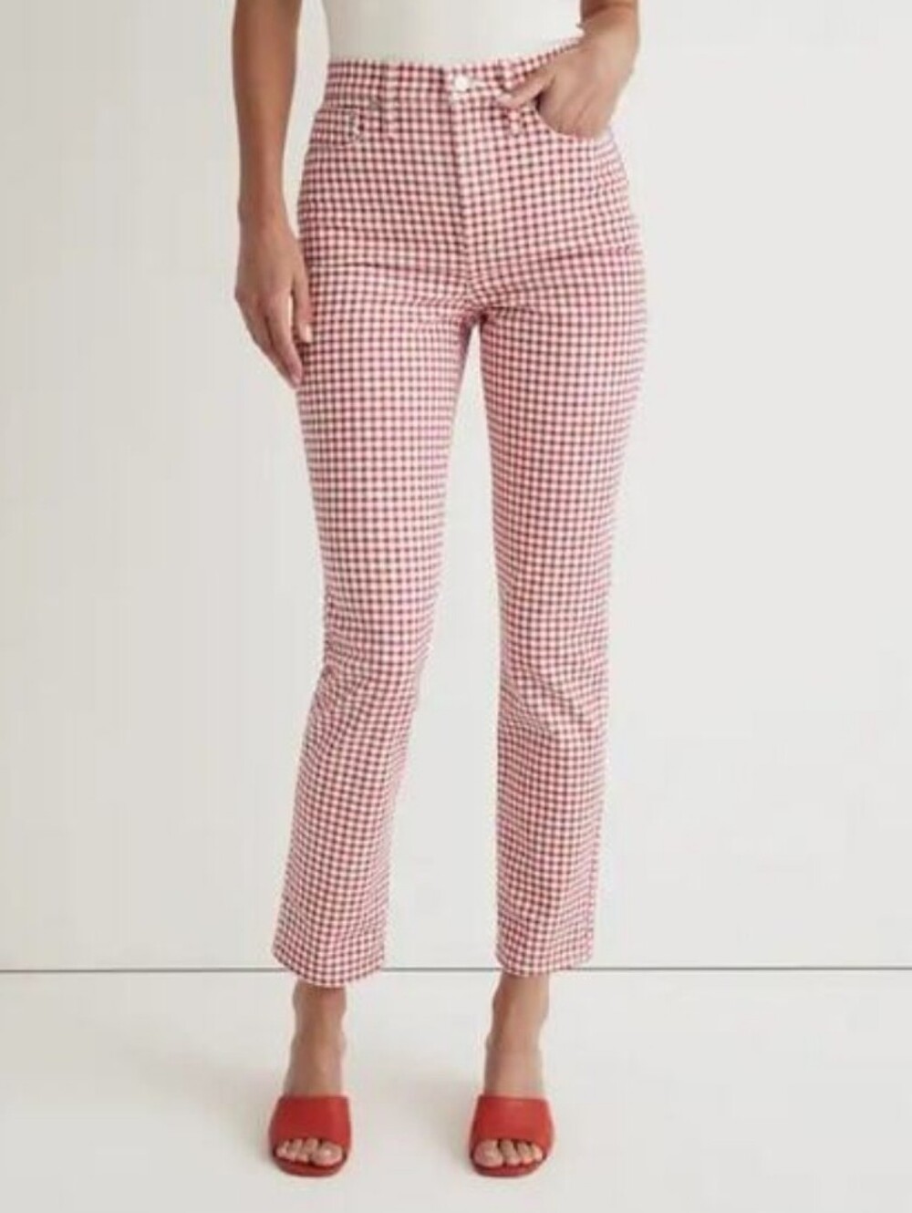 Madewell Perfect Vintage Red Gingham High-Rise Jeans